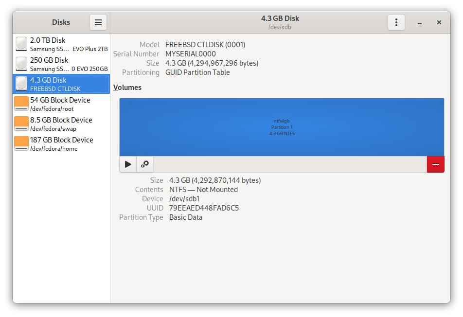 The iSCSI target, partitioned as NTFS.